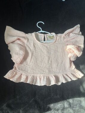 Kids BearPaw Pink Ruffle Flutter Sleeve Top